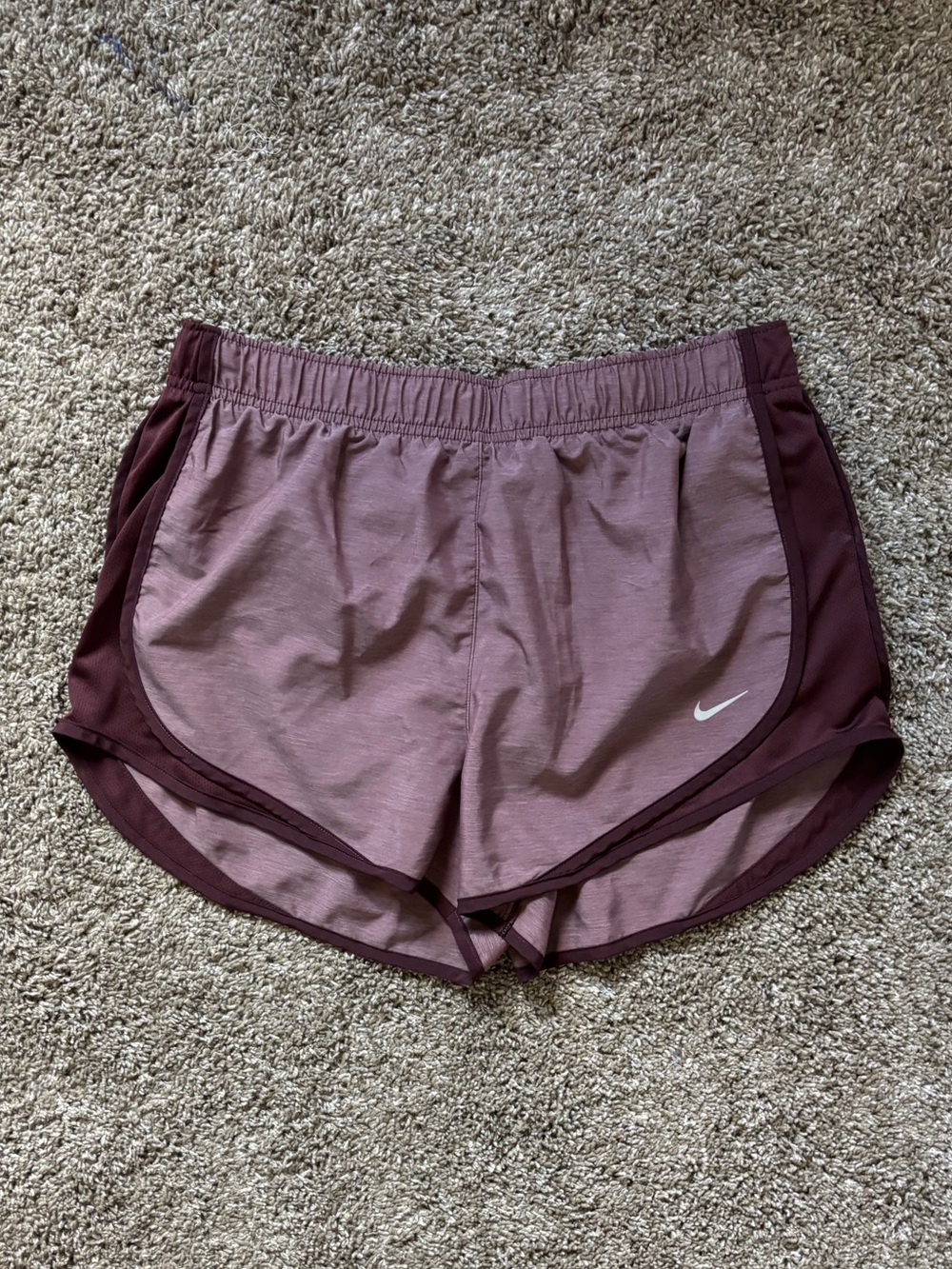 Nike Women's Two-Tone Mauve and Maroon Athletic Shorts
